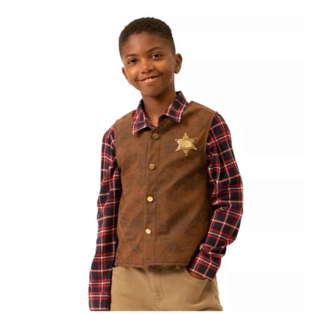 Kids Halloween Western Vest Costume Brown child L/XL